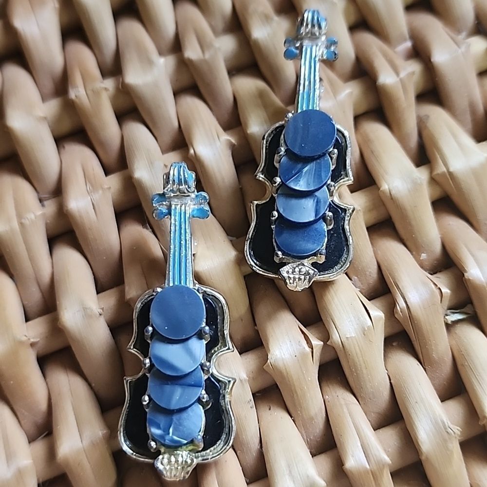 Vintage Violin Brooch Pair